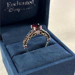 Enchanted Disney Garnet + 0.23 Ct Diamond Ring